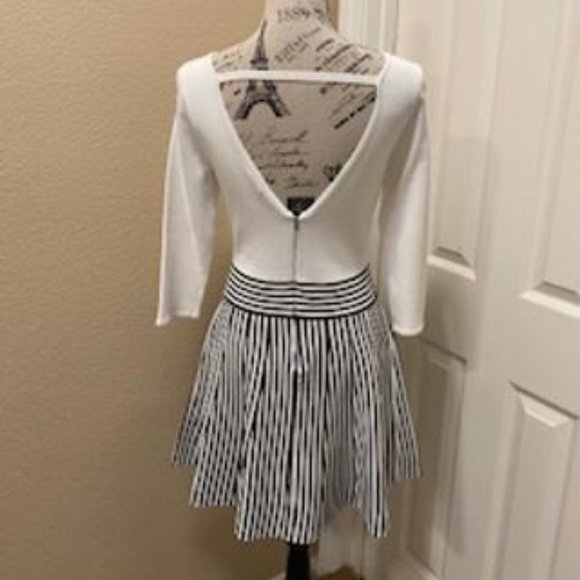 GUESS WHITE/NAVY STRIPE 3/4 SLEEVE CUTE DRESS XL - Picture 5 of 6